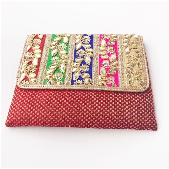 Golden Linings Handbags - Bollywood Envelope Clutch Handmade